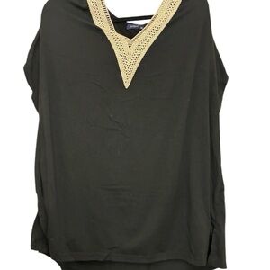 Elegant Black Top with Gold Trim